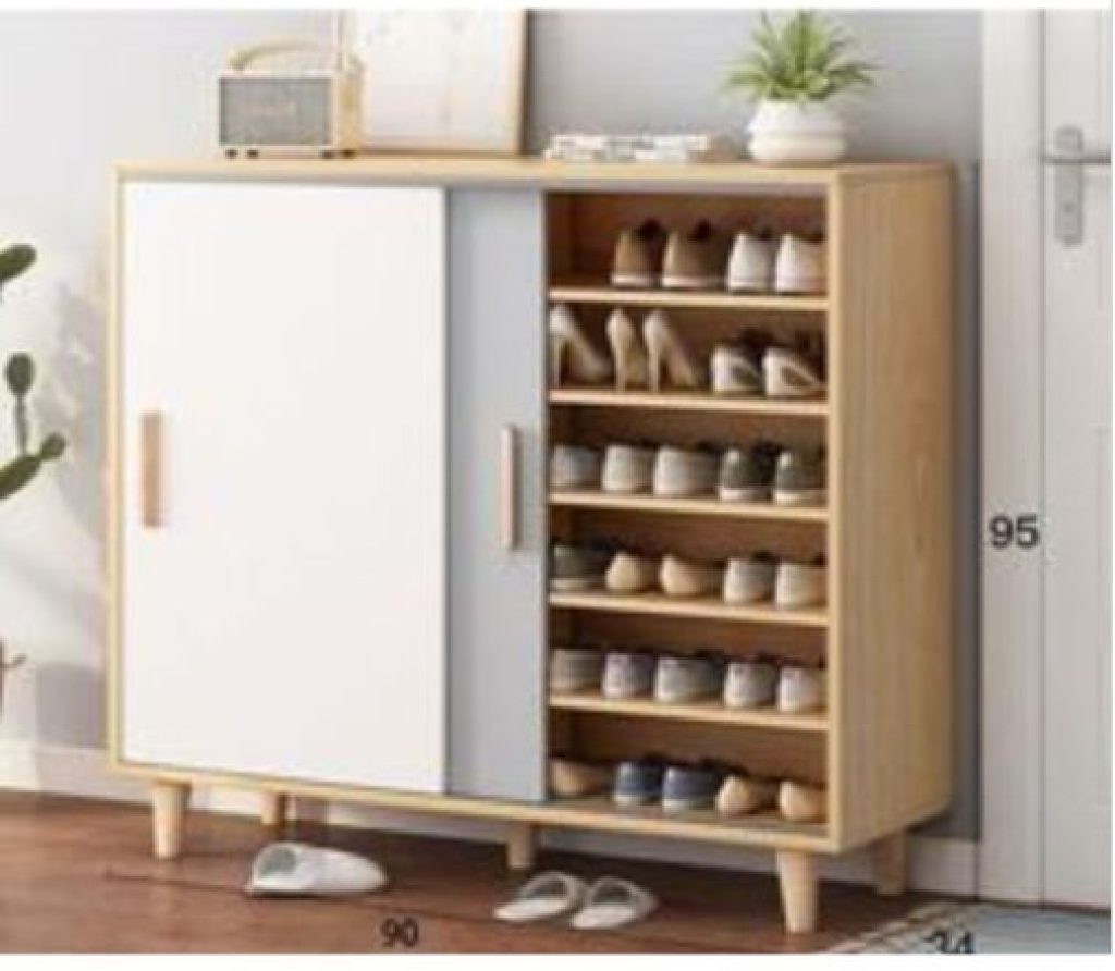 90cm Wooden Shelf Drawer Shoe Cabinet 