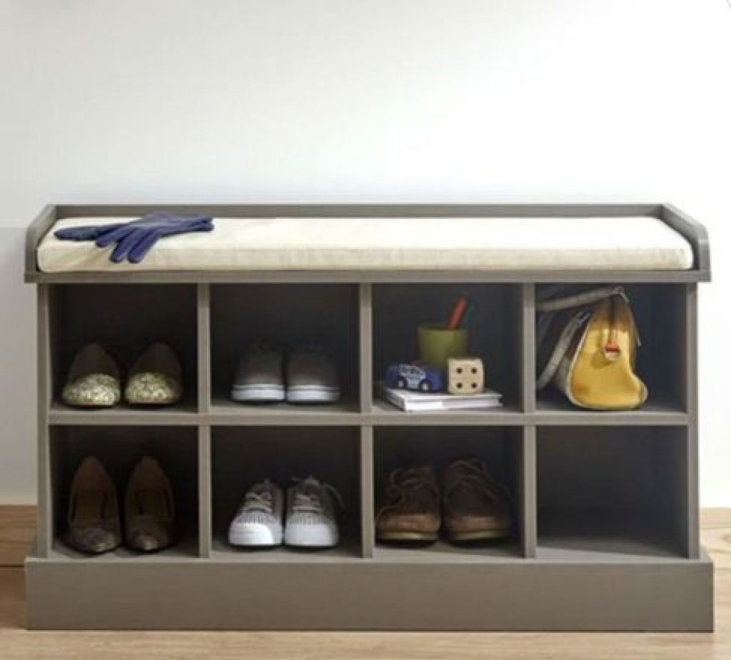 8 Compartment Padded Seat Shoe Bench