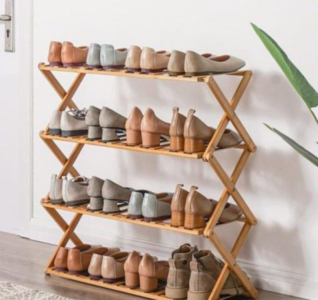 Foldable Wood Shoes Rack