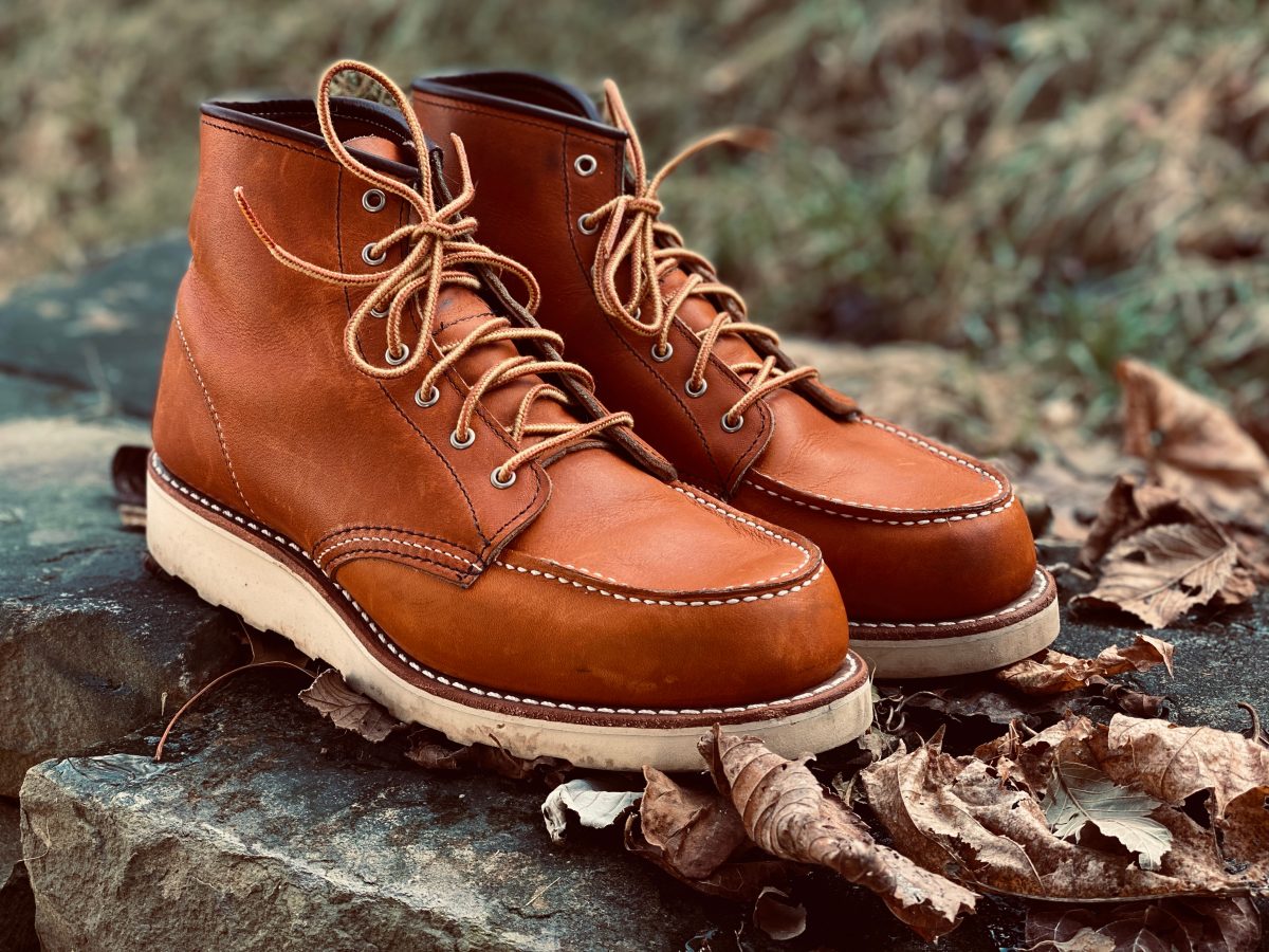 Red Wing outdoor moc toe leather brown boots